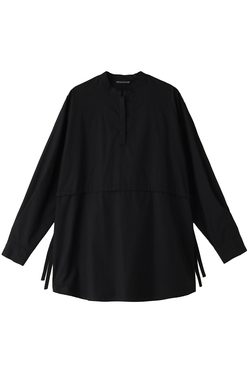 mizuiro ind stand collar side ribbon shirt シャツ (black, F) ミズイロインド ELLE SHOP mizuiro ind stand collar side ribbon shirt シャツ (black, F) ミズイロインド ELLE SHOP