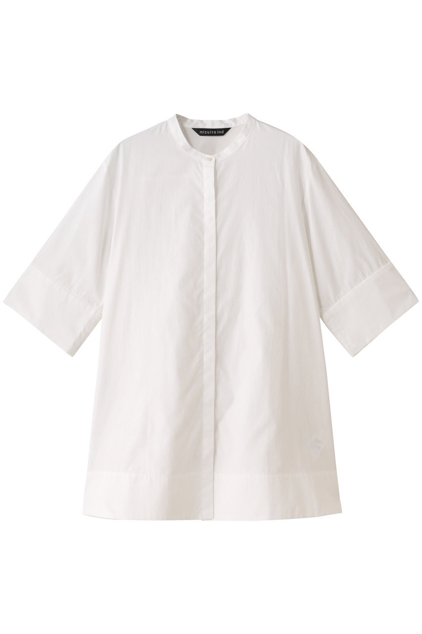 mizuiro ind stand collar A line shirt シャツ (off white, F) ミズイロインド ELLE SHOP