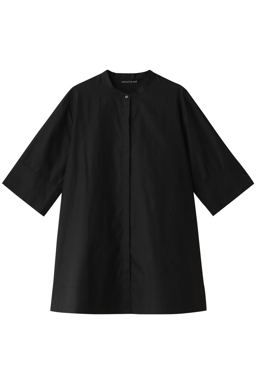 mizuiro ind stand collar A line shirt シャツ (black, F) ミズイロインド ELLE SHOP