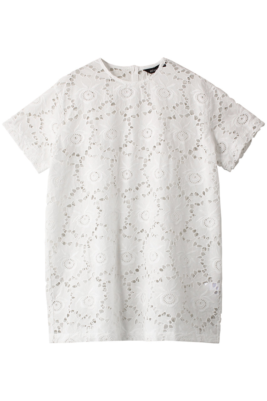 mizuiro ind lace crew neck tunic shirt シャツ (off white, F) ミズイロインド ELLE SHOP