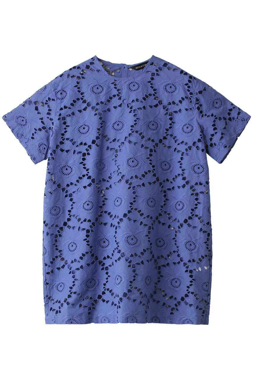 mizuiro ind lace crew neck tunic shirt シャツ (blue, F) ミズイロインド ELLE SHOP