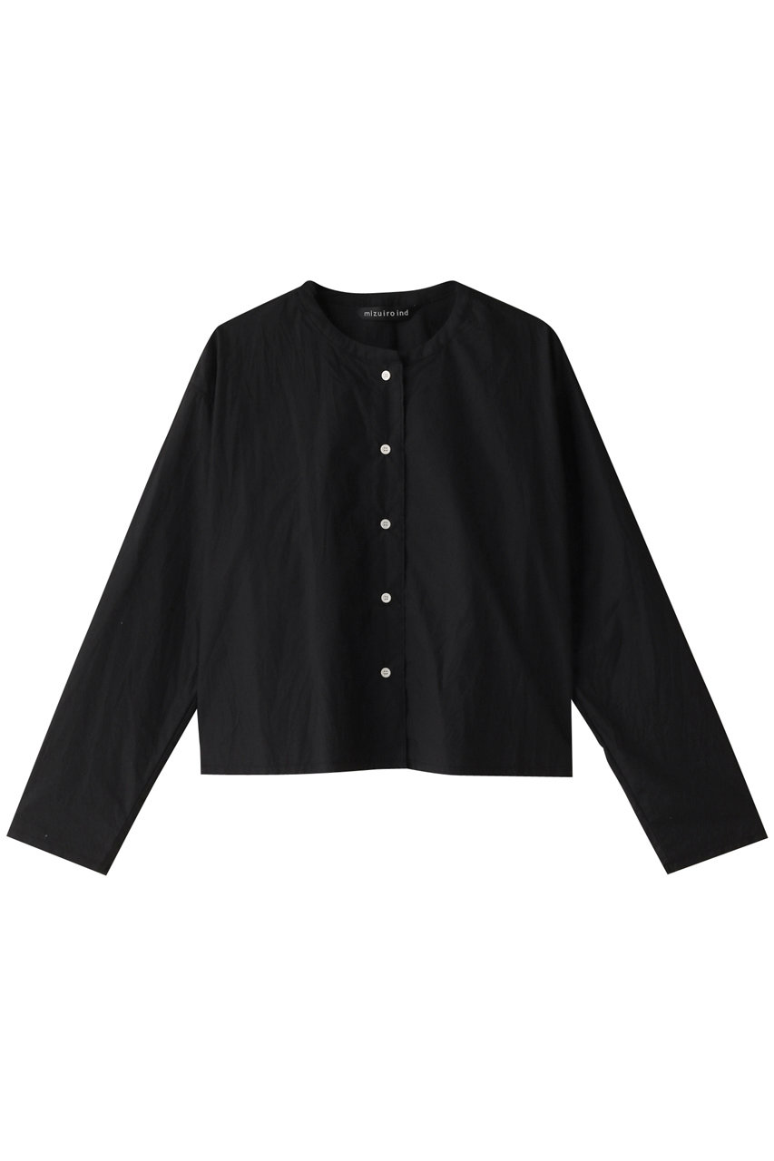 ミズイロインド/mizuiro indのcrew short shirt シャツ(black/1-230058)
