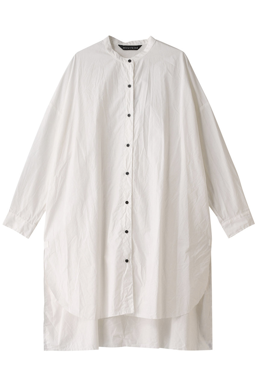 mizuiro ind cut off stand collar shirt OP ワンピース (off white, F) ミズイロインド ELLE SHOP mizuiro ind cut off stand collar shirt OP ワンピース (off white, F) ミズイロインド ELLE SHOP