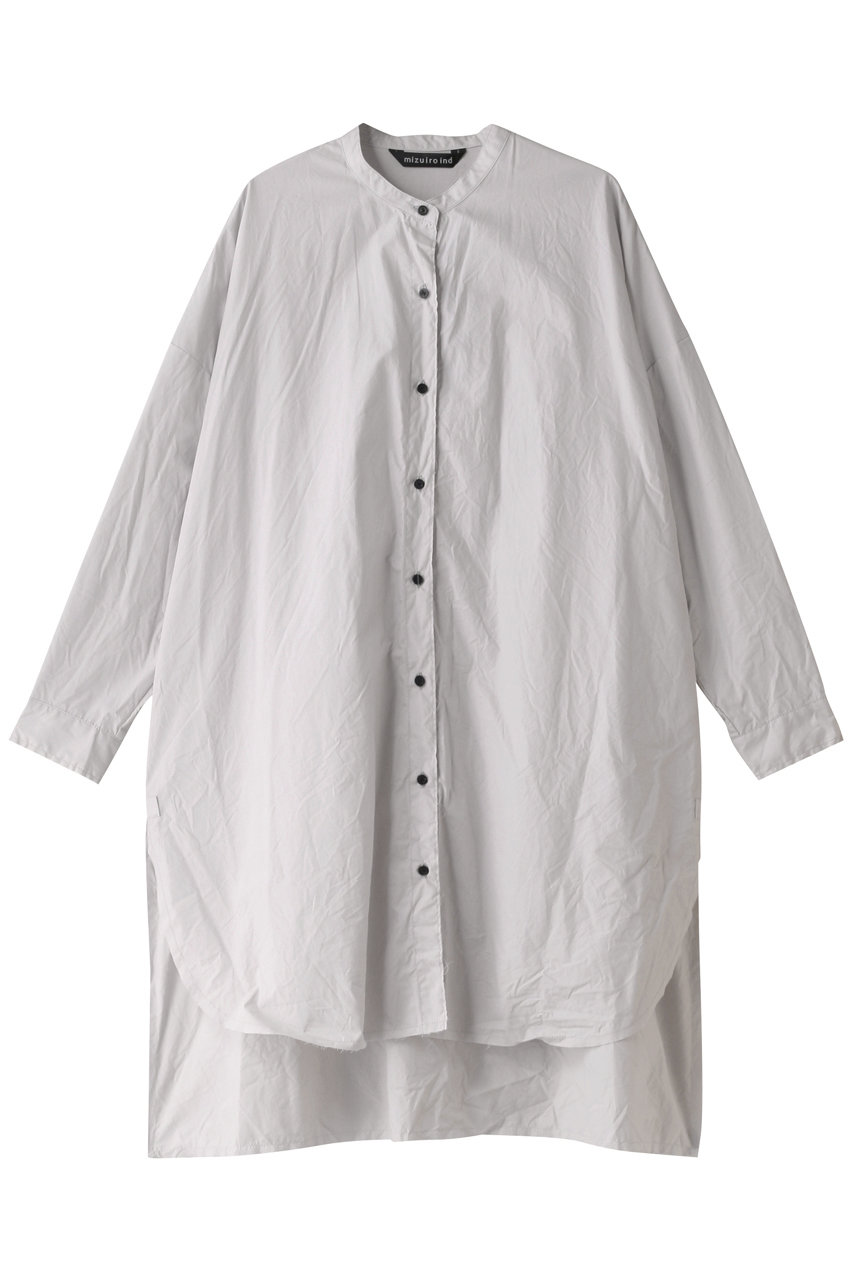 ミズイロインド/mizuiro indのcut off stand collar shirt OP ワンピース(l.gray/1-250045)
