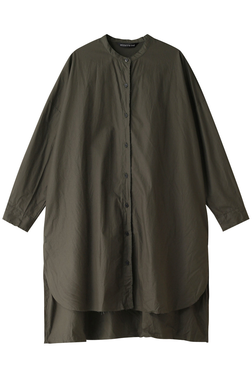 mizuiro ind cut off stand collar shirt OP ワンピース (green, F) ミズイロインド ELLE SHOP mizuiro ind cut off stand collar shirt OP ワンピース (green, F) ミズイロインド ELLE SHOP