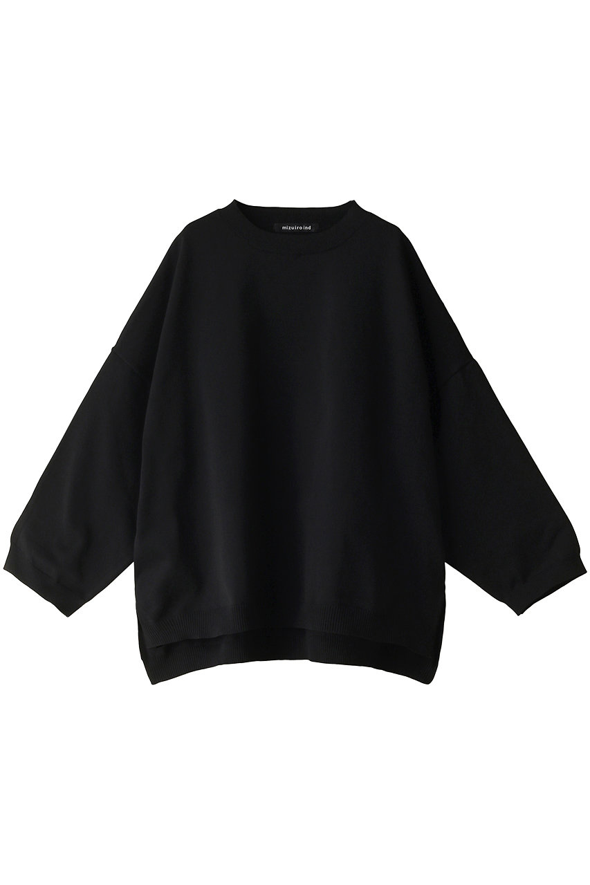 mizuiro ind c/neck wide knitted PO プルオーバー (black, F) ミズイロインド ELLE SHOP