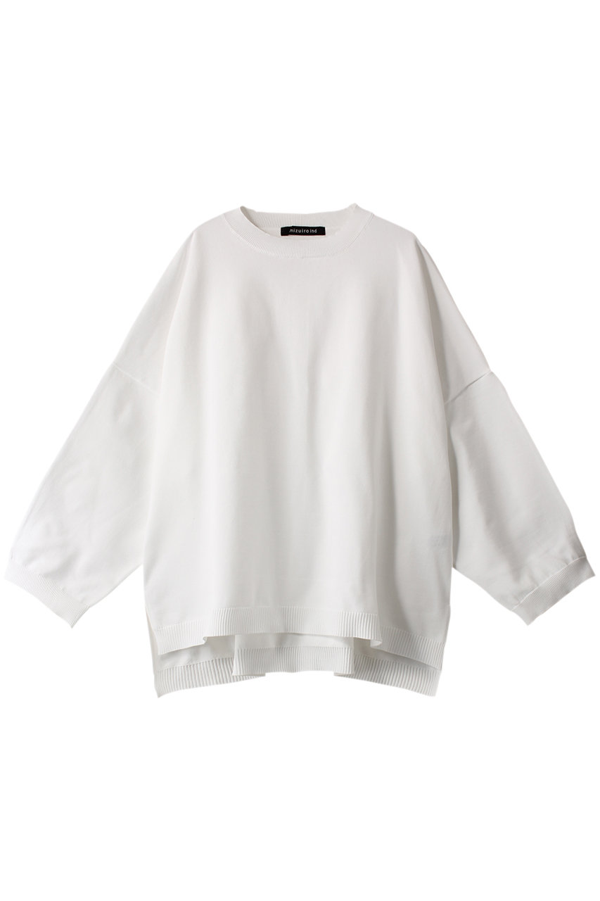 mizuiro ind c/neck wide knitted PO プルオーバー (off white, F) ミズイロインド ELLE SHOP