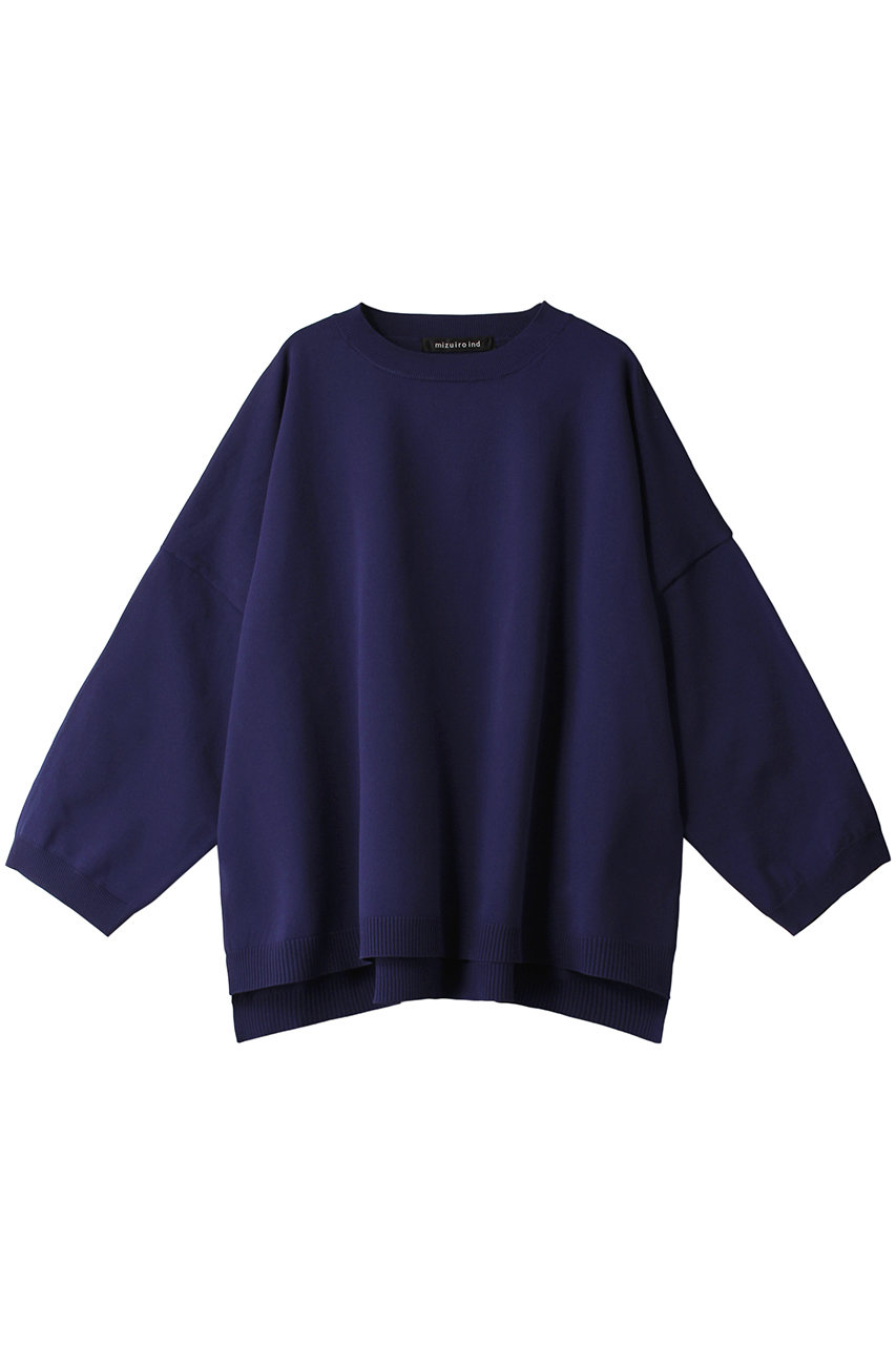 mizuiro ind c/neck wide knitted PO プルオーバー (blue, F) ミズイロインド ELLE SHOP