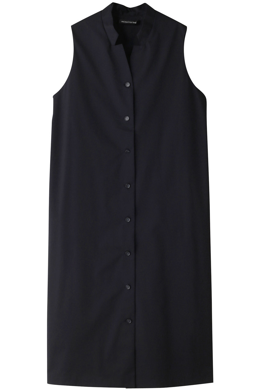 mizuiro ind stand collar straight OP ワンピース (navy, F) ミズイロインド ELLE SHOP mizuiro ind stand collar straight OP ワンピース (navy, F) ミズイロインド ELLE SHOP