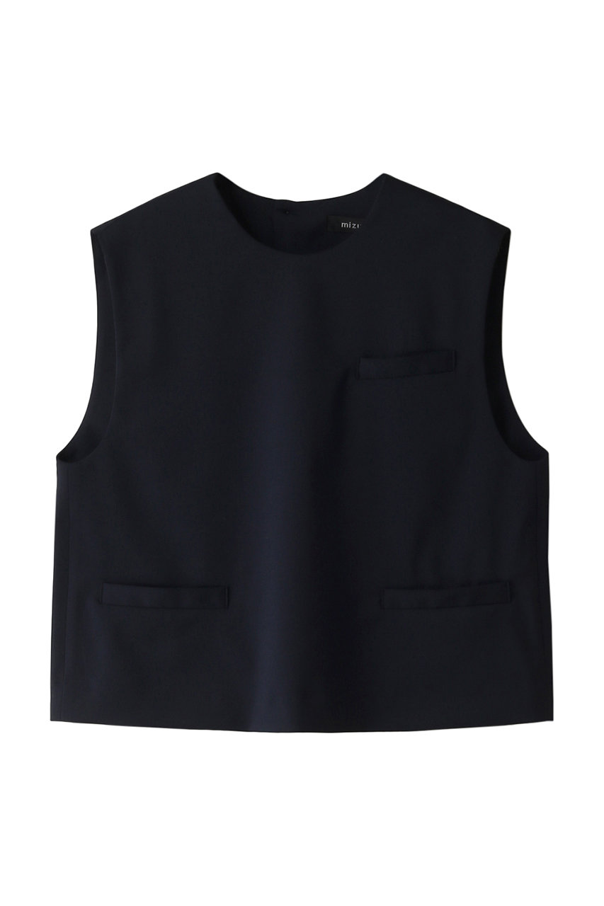 mizuiro ind crew neck vest with pockets ベスト (navy, F) ミズイロインド ELLE SHOP