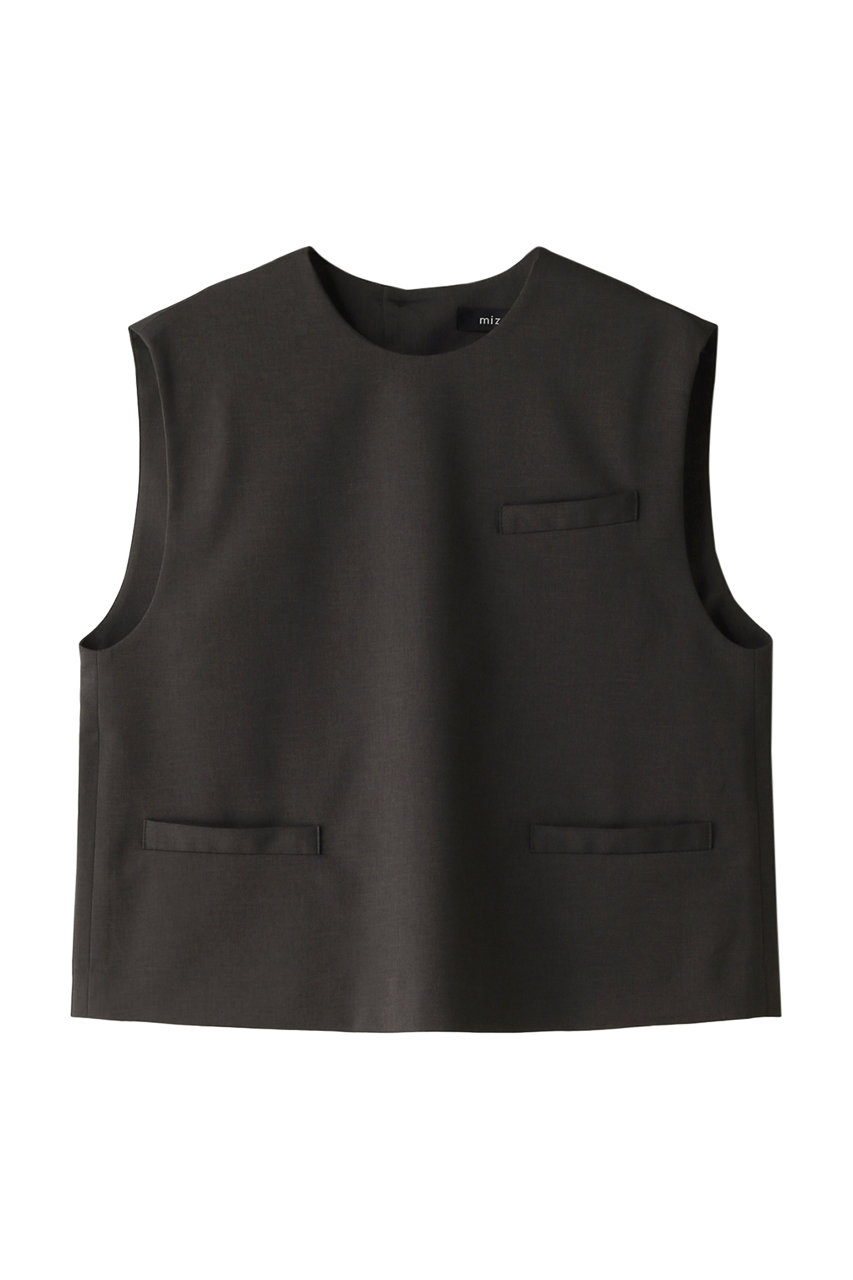 mizuiro ind crew neck vest with pockets ベスト (gray, F) ミズイロインド ELLE SHOP