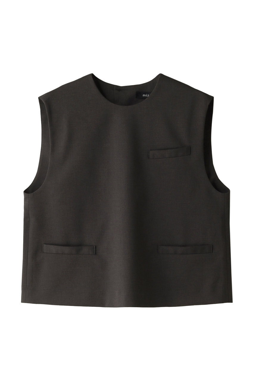 mizuiro ind crew neck vest with pockets ベスト (gray, F) ミズイロインド ELLE SHOP mizuiro ind crew neck vest with pockets ベスト (gray, F) ミズイロインド ELLE SHOP