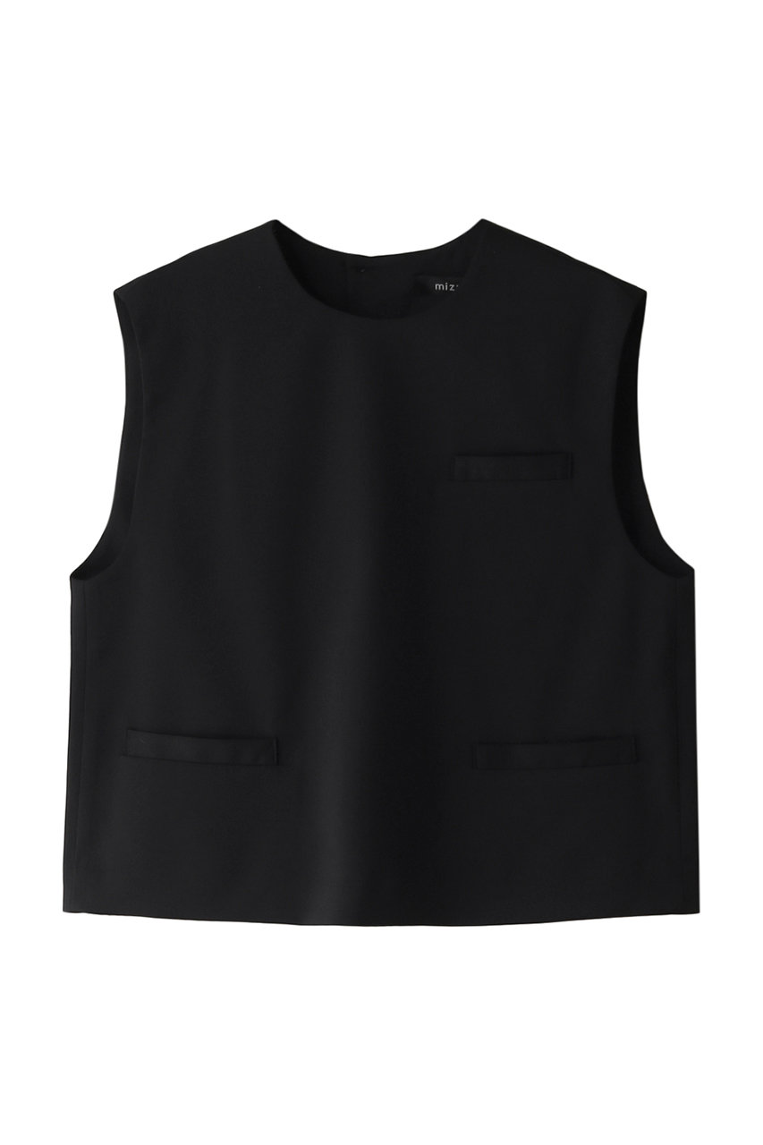 mizuiro ind crew neck vest with pockets ベスト (black, F) ミズイロインド ELLE SHOP