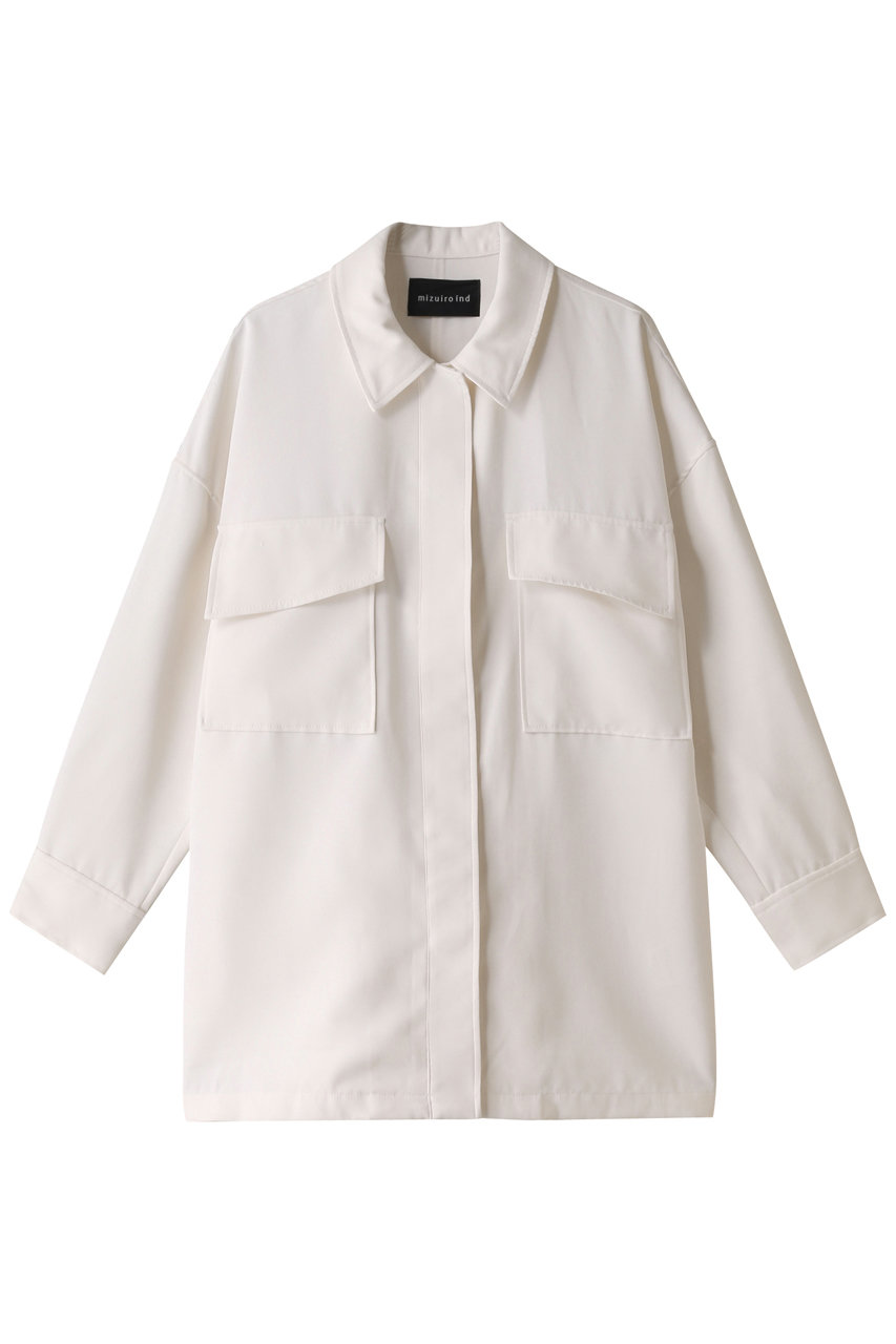 mizuiro ind work wide shirt JK ジャケット (off white, F) ミズイロインド ELLE SHOP mizuiro ind work wide shirt JK ジャケット (off white, F) ミズイロインド ELLE SHOP