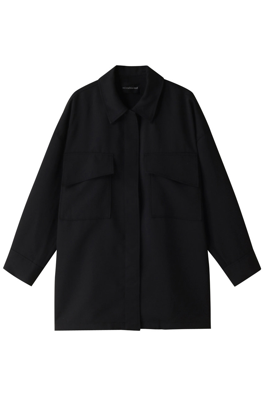 mizuiro ind work wide shirt JK ジャケット (black, F) ミズイロインド ELLE SHOP mizuiro ind work wide shirt JK ジャケット (black, F) ミズイロインド ELLE SHOP