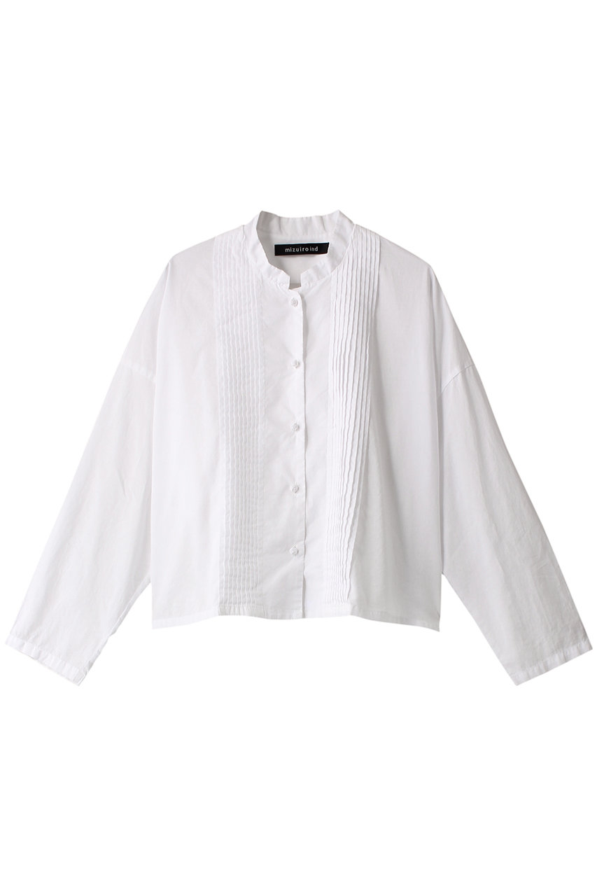 pin tuck stand collar wide shirt シャツ