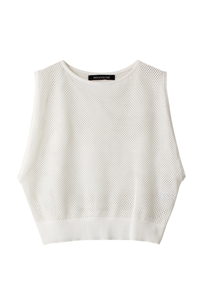 mizuiro ind mesh pattern vest ベスト (off white, F) ミズイロインド ELLE SHOP