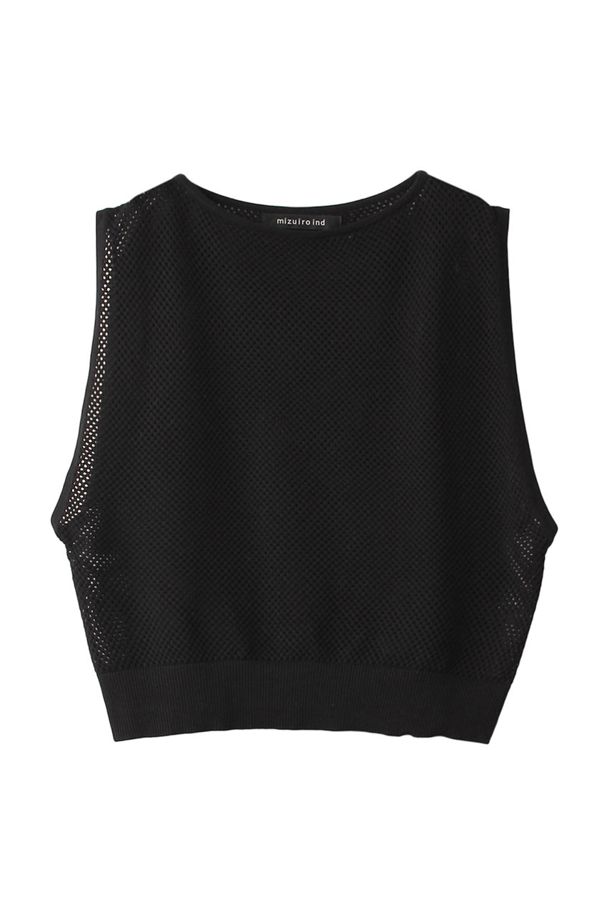 mizuiro ind mesh pattern vest ベスト (black, F) ミズイロインド ELLE SHOP