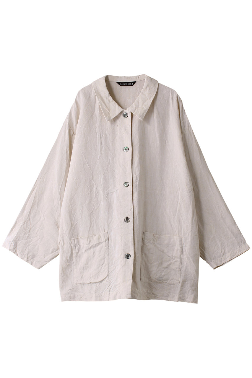 mizuiro ind(ミズイロインド)｜linen wide work shirt シャツ/ivory の 