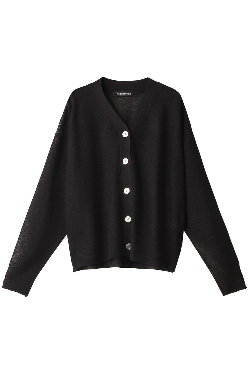 mizuiro ind v/neck watermark pattern CD カーディガン (black, F) ミズイロインド ELLE SHOP mizuiro ind v/neck watermark pattern CD カーディガン (black, F) ミズイロインド ELLE SHOP