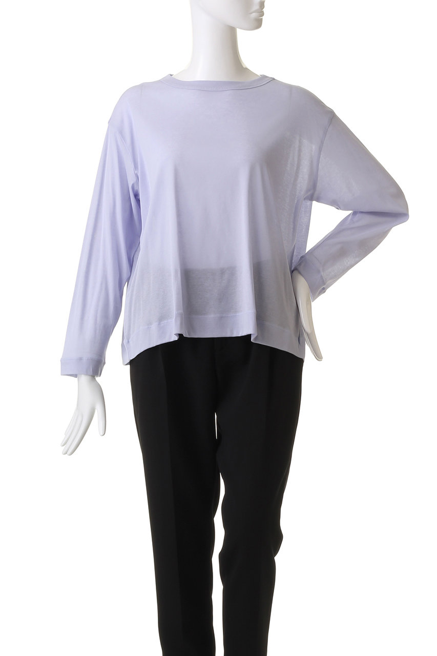 mizuiro ind◆gauze c/neck wide PO/プルオーバー/ロングスリーフ長袖カットソー/ポリエステル/BLU/ mizuiro ind(ミズイロインド)｜gauze c/neck wide PO プル