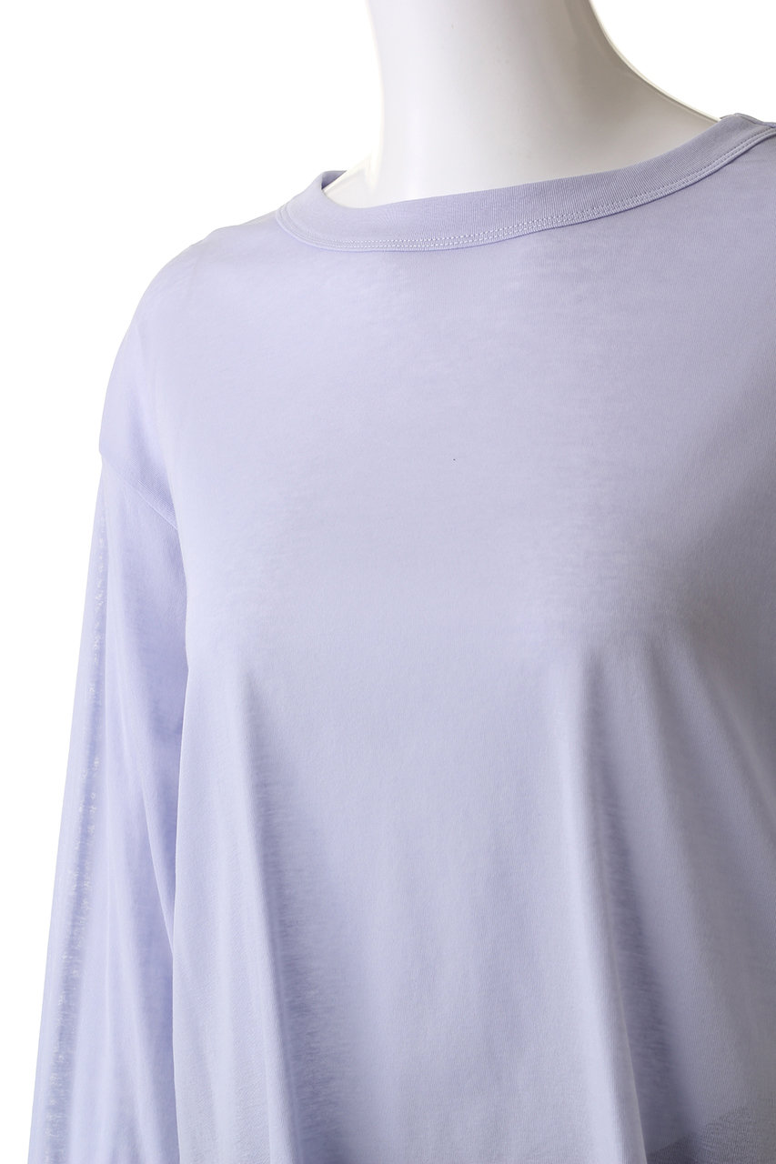 mizuiro ind◆gauze c/neck wide PO/プルオーバー/ロングスリーフ長袖カットソー/ポリエステル/BLU/ mizuiro ind(ミズイロインド)｜gauze c/neck wide PO プル