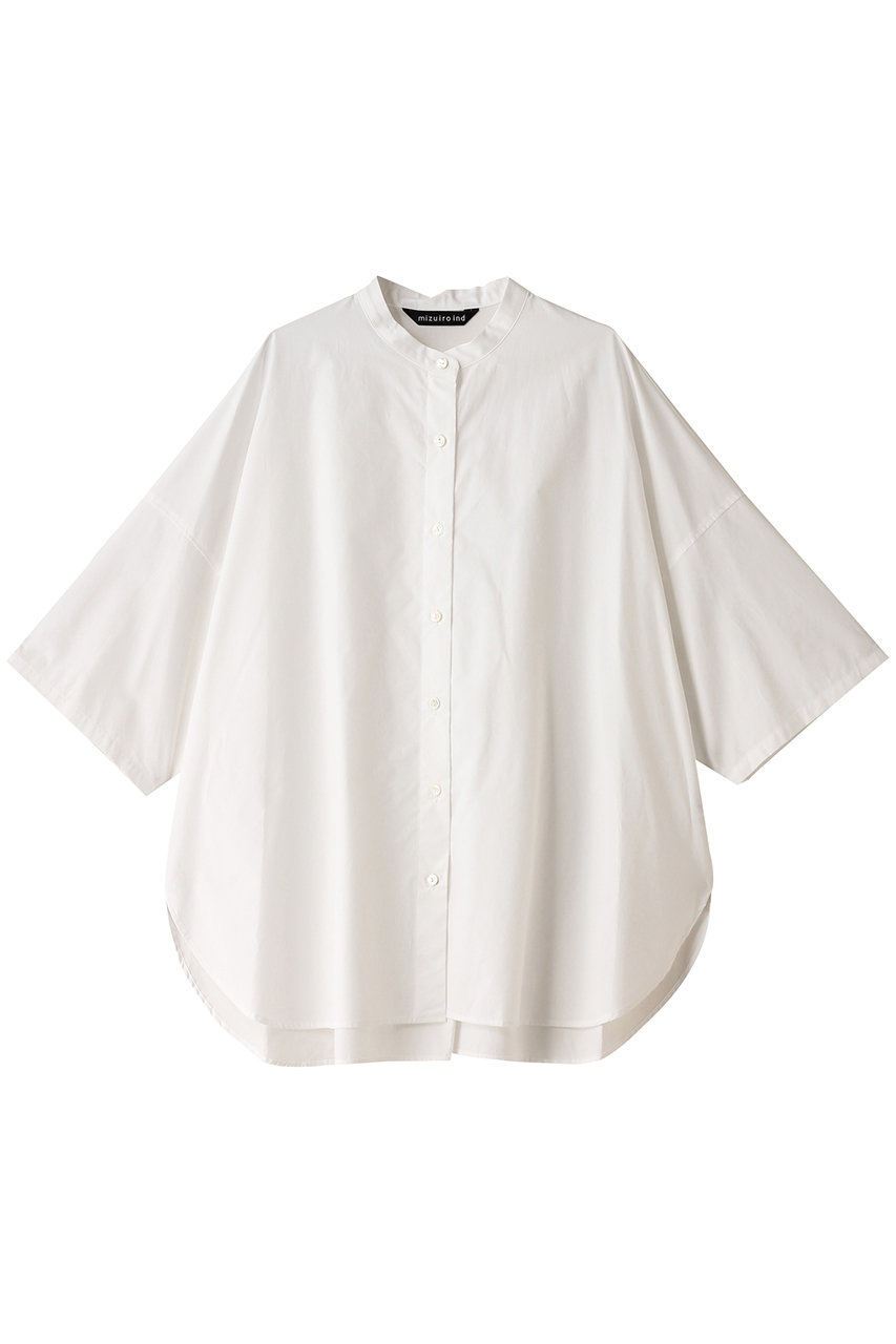 mizuiro ind half slv stand collar tunic shirt シャツ (off white, F) ミズイロインド ELLE SHOP