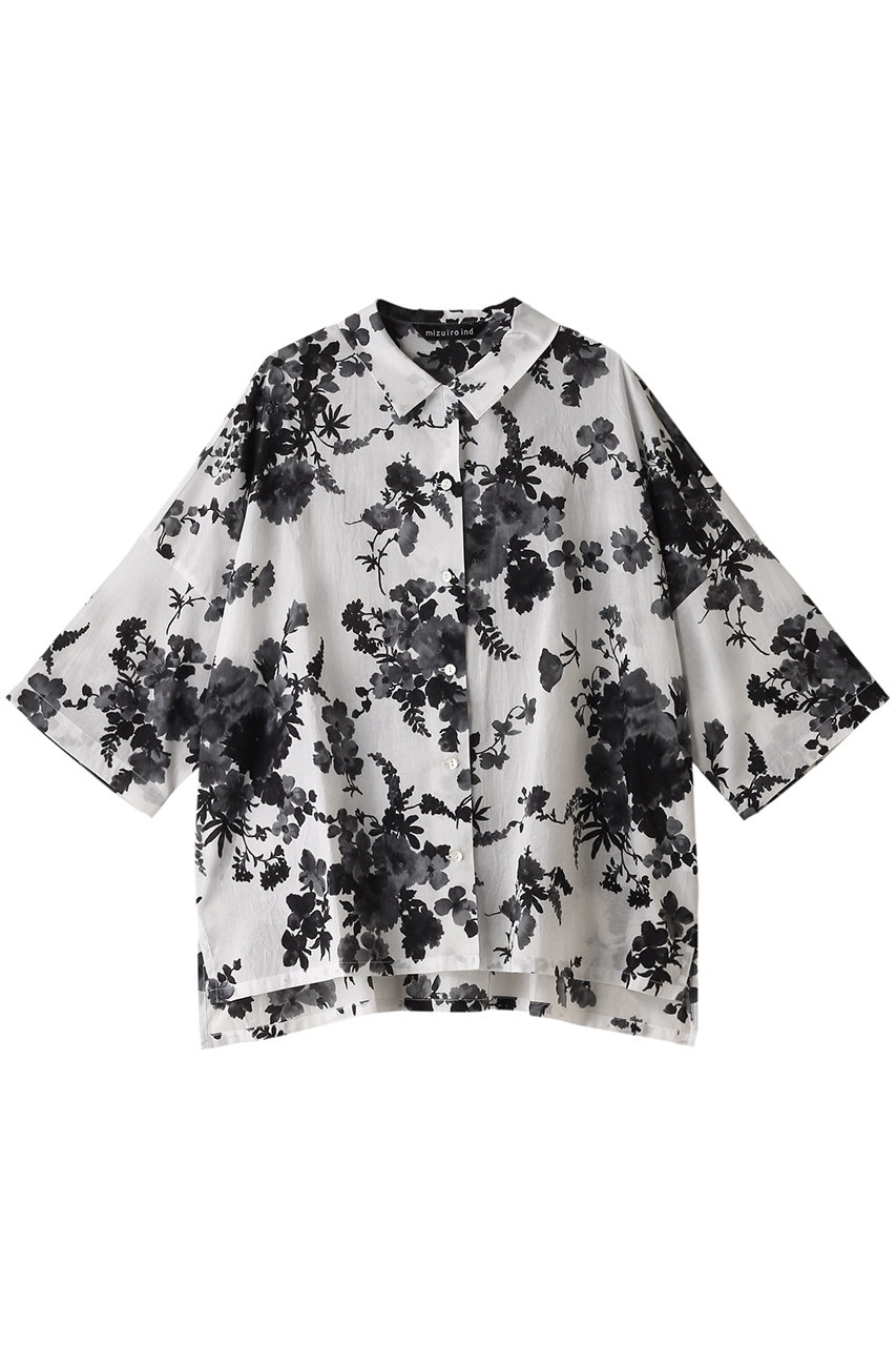 flower print half slv shirt シャツ