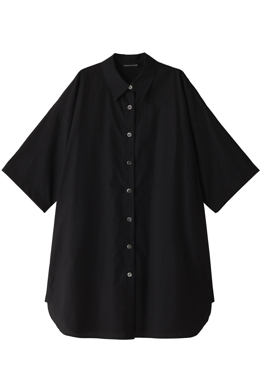 ミズイロインド/mizuiro indのhalf slv wide shirt OP ワンピース(black/2-250055)