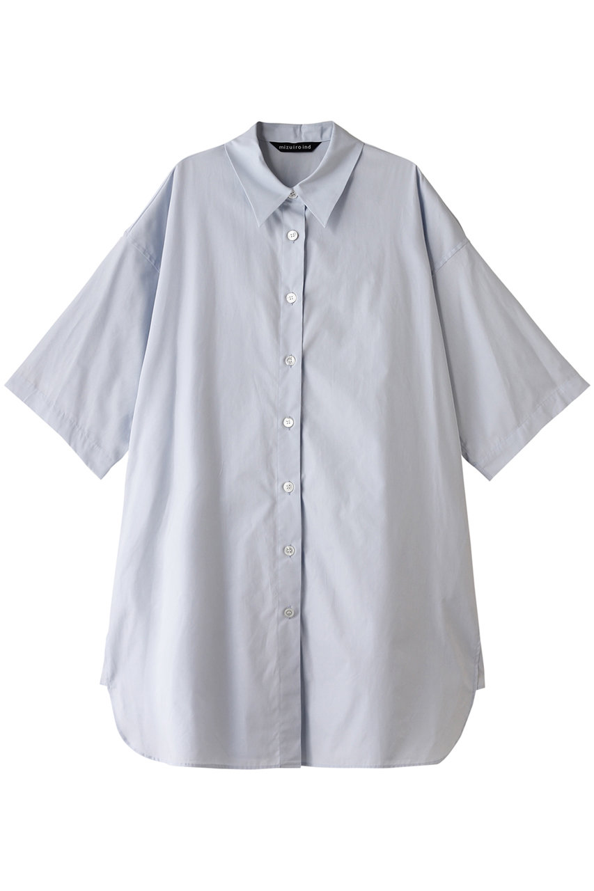 ミズイロインド/mizuiro indのhalf slv wide shirt OP ワンピース(l.blue/2-250055)