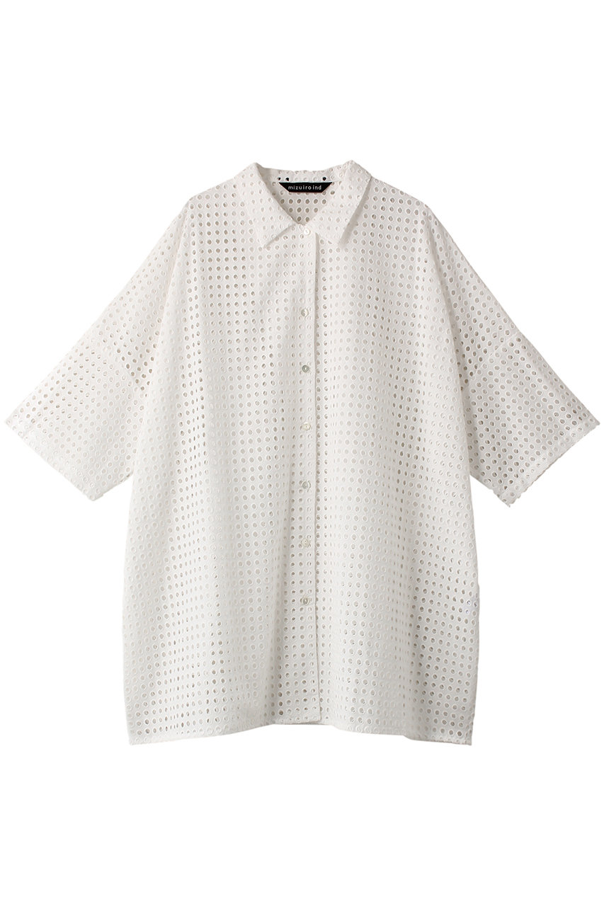 ミズイロインド/mizuiro indのlace wide shirt tunic チュニック(off white/1-230054)