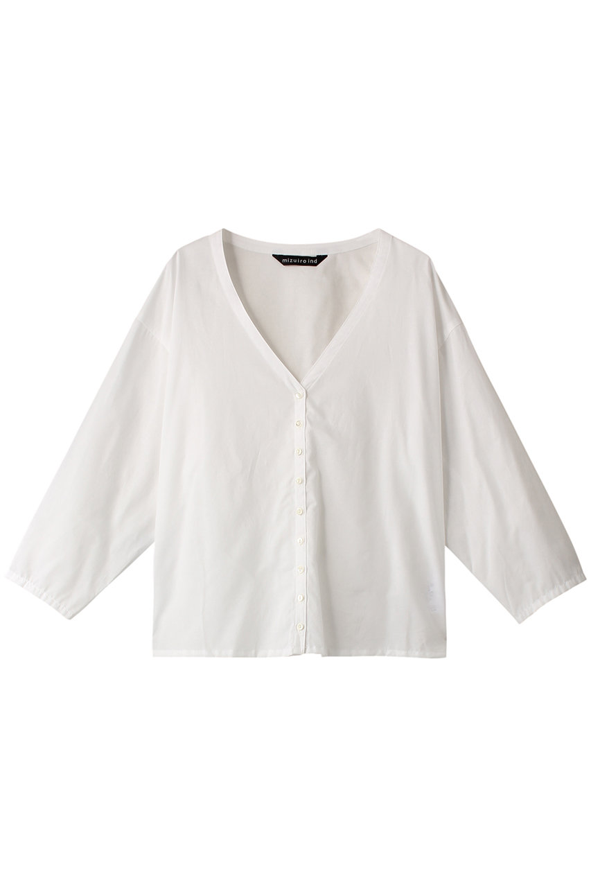 ミズイロインド/mizuiro indのV neck shirt シャツ(off white/2-230072)
