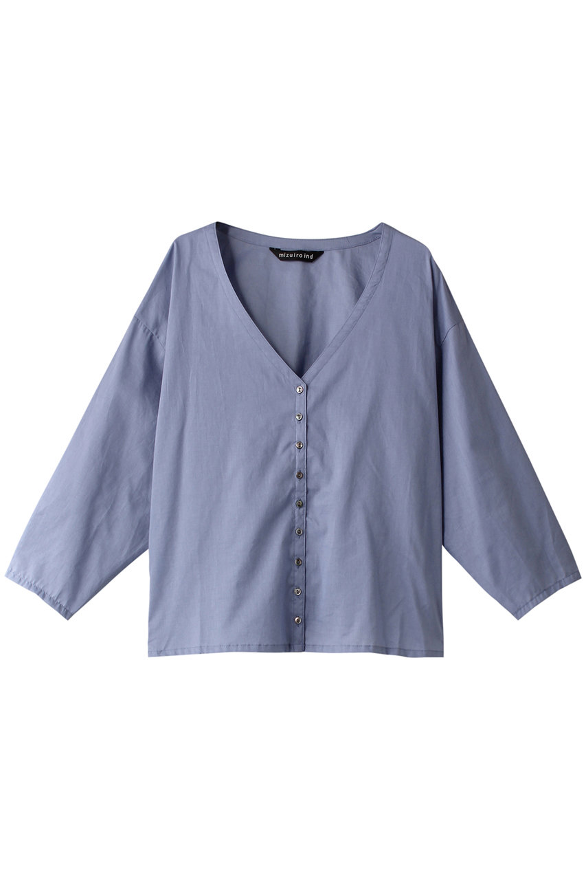 mizuiro ind V neck shirt シャツ (l.blue, F) ミズイロインド ELLE SHOP mizuiro ind V neck shirt シャツ (l.blue, F) ミズイロインド ELLE SHOP