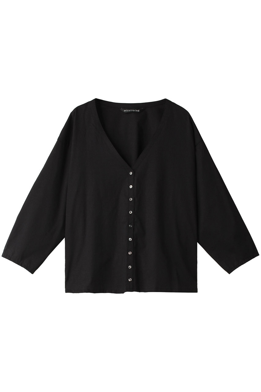 mizuiro ind V neck shirt シャツ (black, F) ミズイロインド ELLE SHOP mizuiro ind V neck shirt シャツ (black, F) ミズイロインド ELLE SHOP