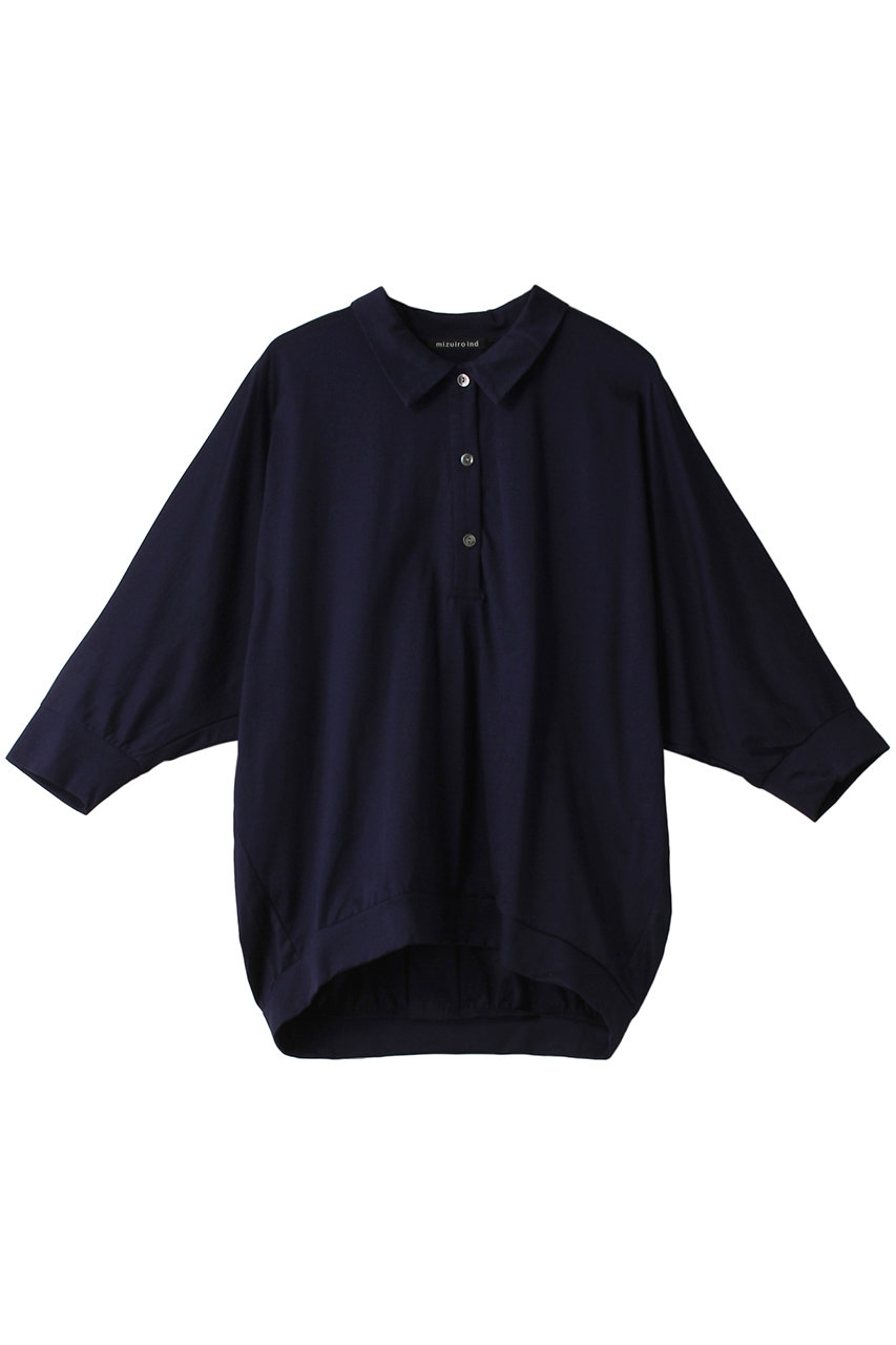 mizuiro ind cocoon polo P/O プルオーバー (navy, F) ミズイロインド ELLE SHOP mizuiro ind cocoon polo P/O プルオーバー (navy, F) ミズイロインド ELLE SHOP