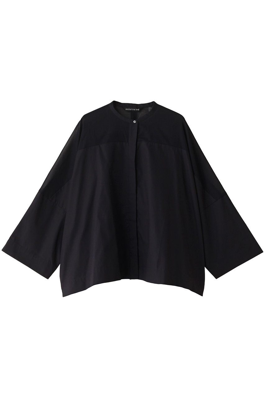 ミズイロインド/mizuiro indのstand collar sheer shirt シャツ(navy/2-230057)