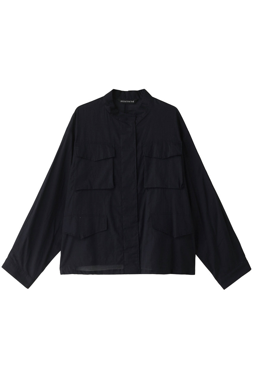 ミズイロインド/mizuiro indのsheer military shirt シャツ(navy/2-230062)