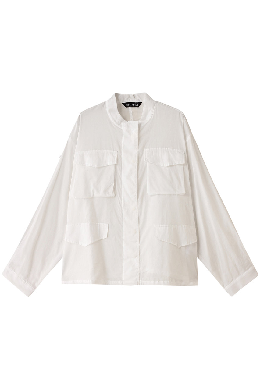 ミズイロインド/mizuiro indのsheer military shirt シャツ(off white/2-230062)