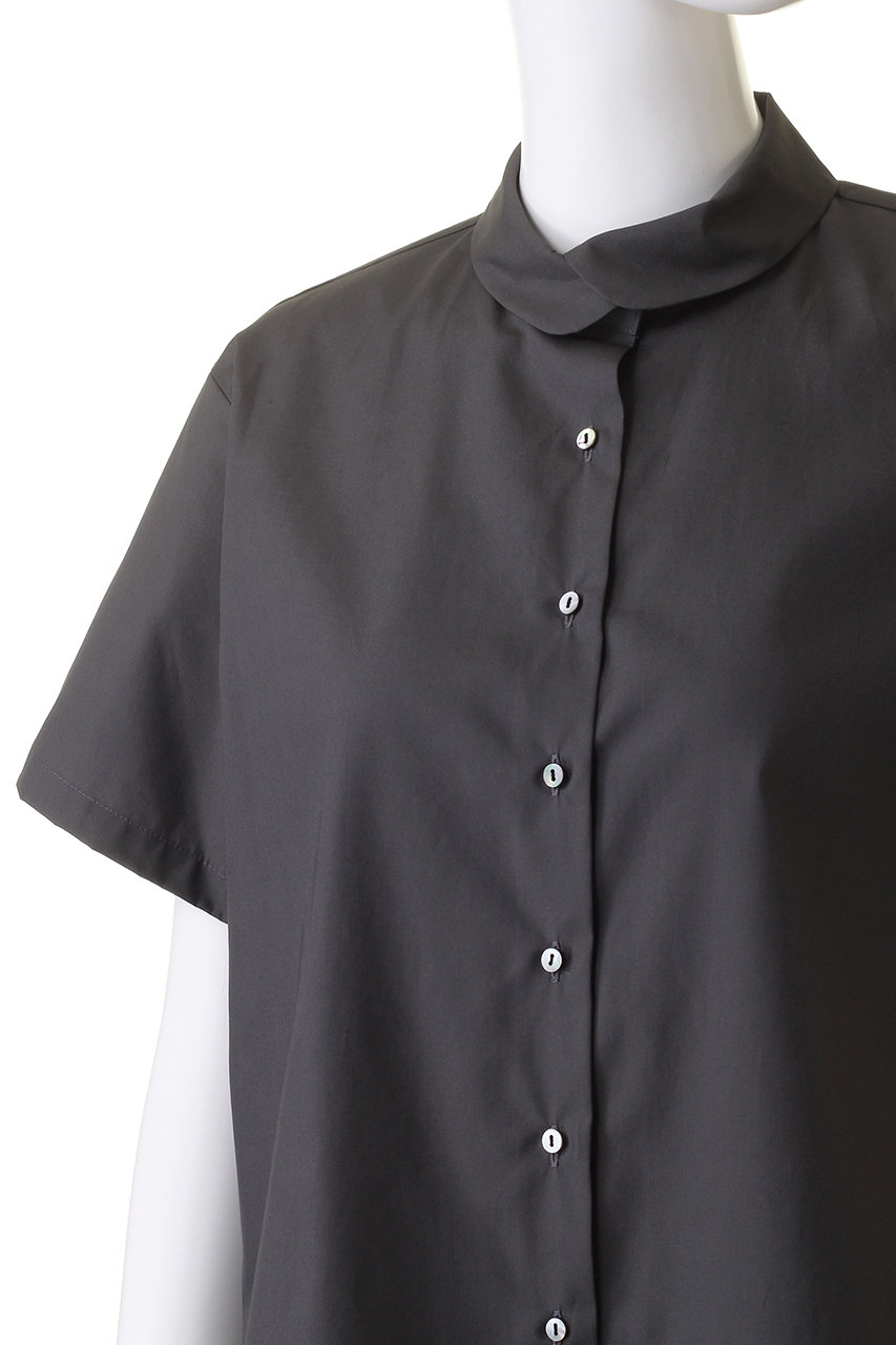 round collar bicolor hem line shirt シャツ