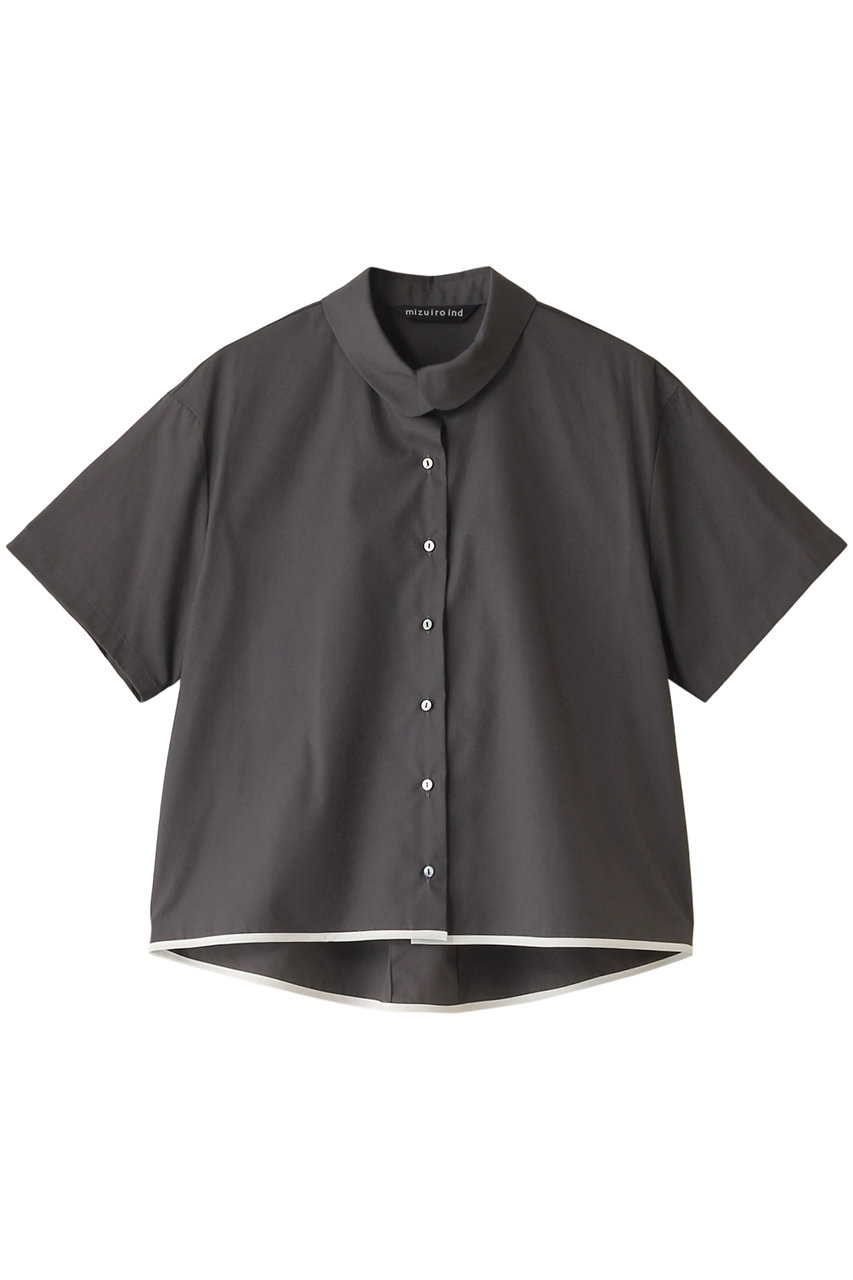 ミズイロインド/mizuiro indのround collar bicolor hem line shirt シャツ(c.gray/2-230061)