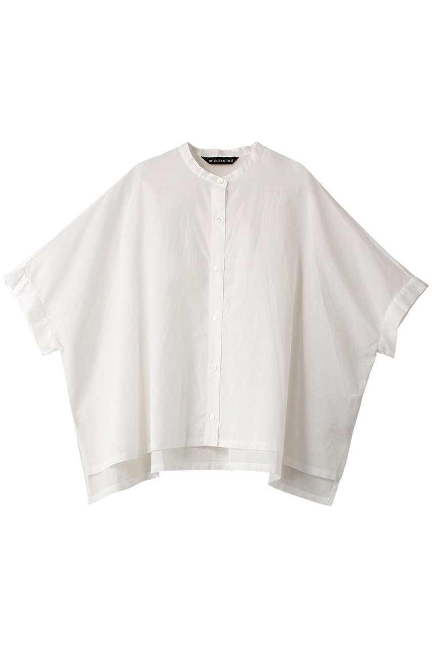 mizuiro ind stand collar wide shirt シャツ (off white, F) ミズイロインド ELLE SHOP