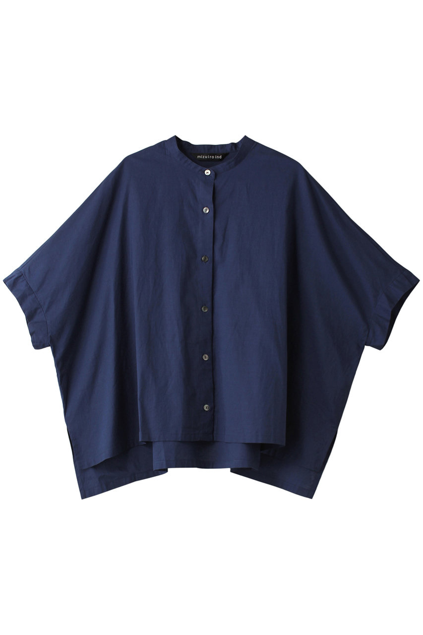 ミズイロインド/mizuiro indのstand collar wide shirt シャツ(blue/2-230056)