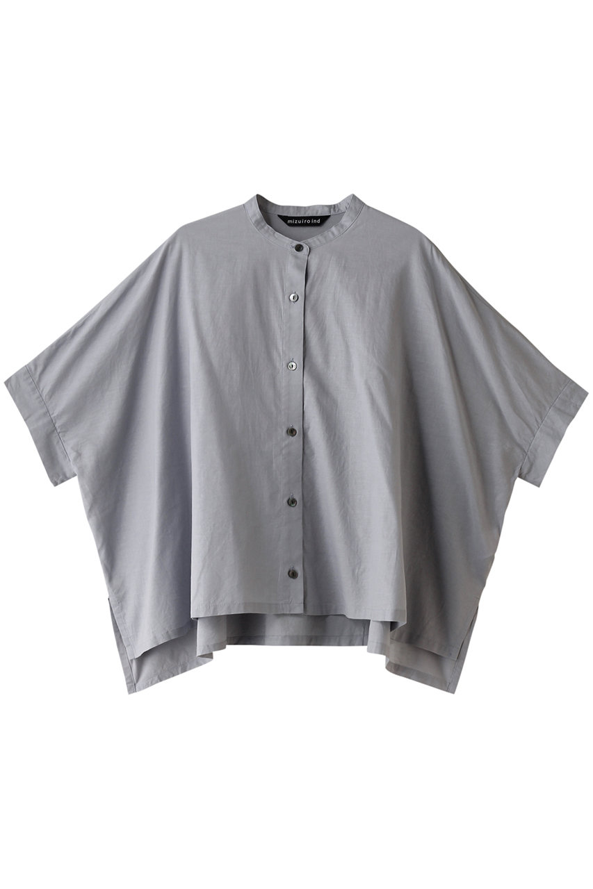 mizuiro ind stand collar wide shirt シャツ (gray, F) ミズイロインド ELLE SHOP