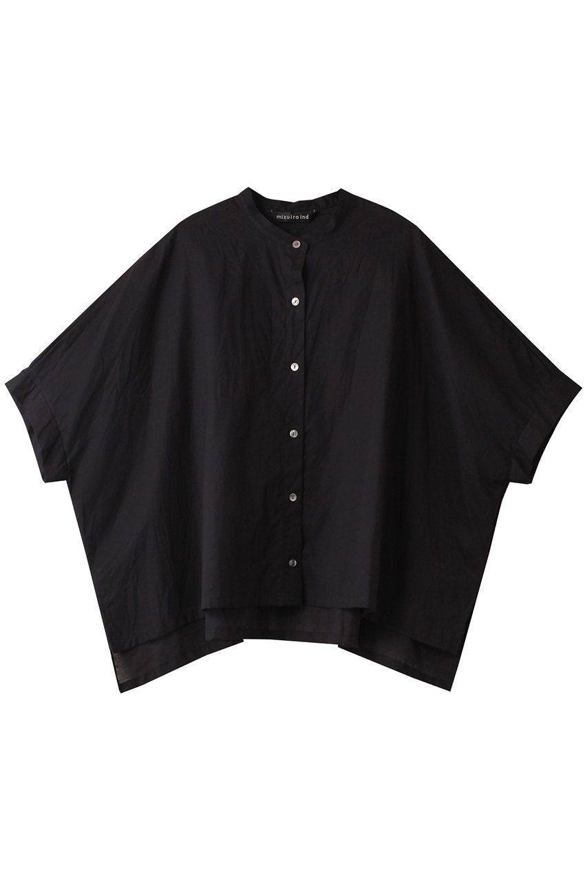 mizuiro ind stand collar wide shirt シャツ (navy, F) ミズイロインド ELLE SHOP