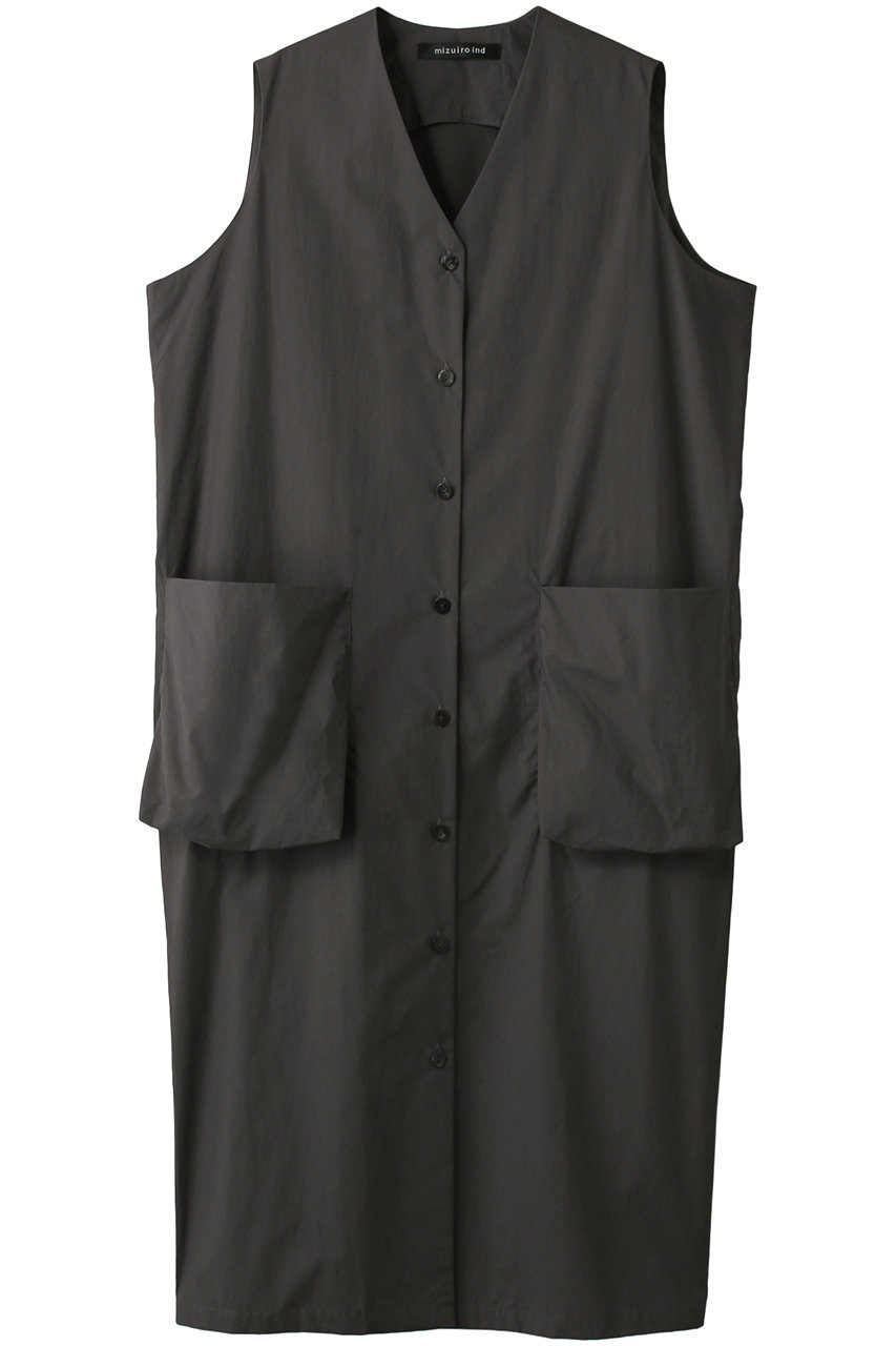 mizuiro ind V neck jilet OP with pockets ワンピース (c.gray, F) ミズイロインド ELLE SHOP mizuiro ind V neck jilet OP with pockets ワンピース (c.gray, F) ミズイロインド ELLE SHOP