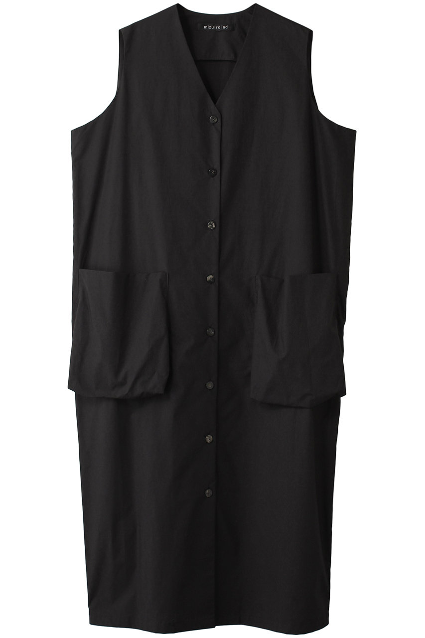 ミズイロインド/mizuiro indのV neck jilet OP with pockets ワンピース(blackA/2-250053)