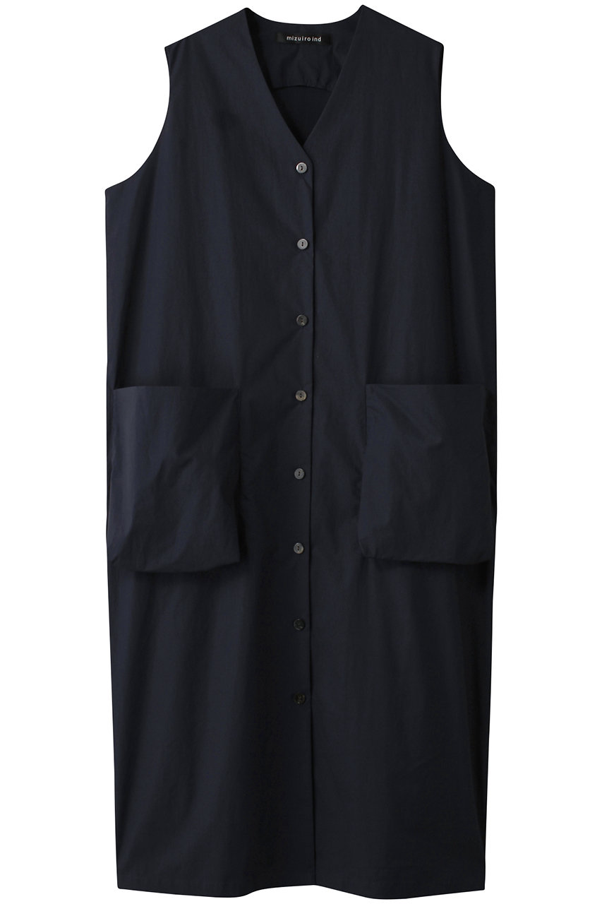 mizuiro ind V neck jilet OP with pockets ワンピース (navy, F) ミズイロインド ELLE SHOP mizuiro ind V neck jilet OP with pockets ワンピース (navy, F) ミズイロインド ELLE SHOP