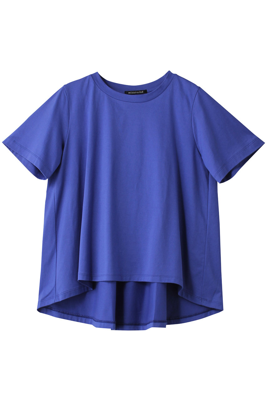 mizuiro ind crew neck flare T Tシャツ (blue, F) ミズイロインド ELLE SHOP