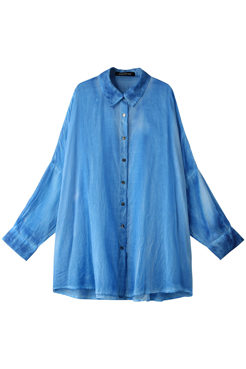 mizuiro ind pigmented die wide shirt tunic チュニック (blue, F) ミズイロインド ELLE SHOP