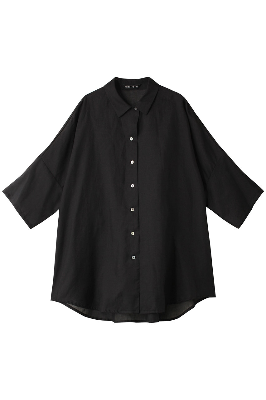 mizuiro ind half slv wide shirt シャツ (black, F) ミズイロインド ELLE SHOP mizuiro ind half slv wide shirt シャツ (black, F) ミズイロインド ELLE SHOP